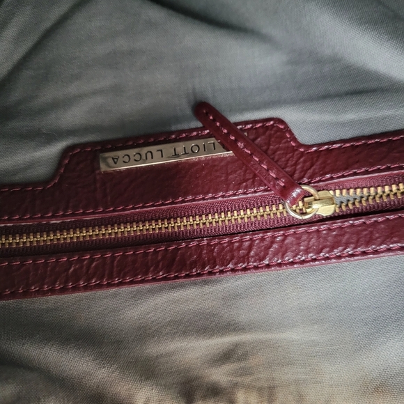 Elliot Lucca Hobo Shoulder Bag Pascale  Burgundy Patent Woven Leather Braid - Picture 11 of 16